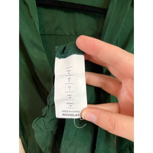 Nicholas Electra Forest Green Satin Maxi Dress Size 2 - Picture 4 of 6